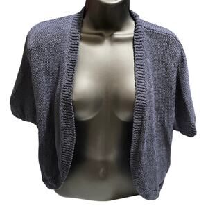 croft & barrow Navy Short Sleeve Open Knit Shrug